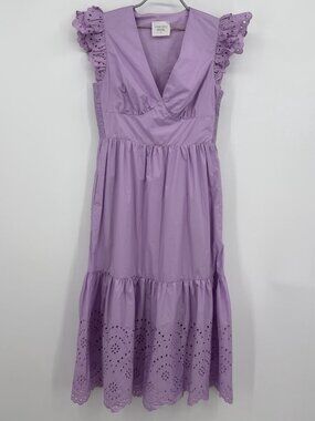 Hyacinth House by Tuckernuck Lavender Eyelet Marshall Maxi Dress sz M Medium NWT